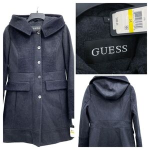Ladies Black Guess designer coat with Hood